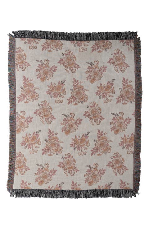 Avenie Cottage Garden Fringe Throw Blanket