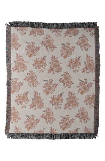 Deny Designs Avenie Cottage Garden Fringe Throw Blanket In Neutral