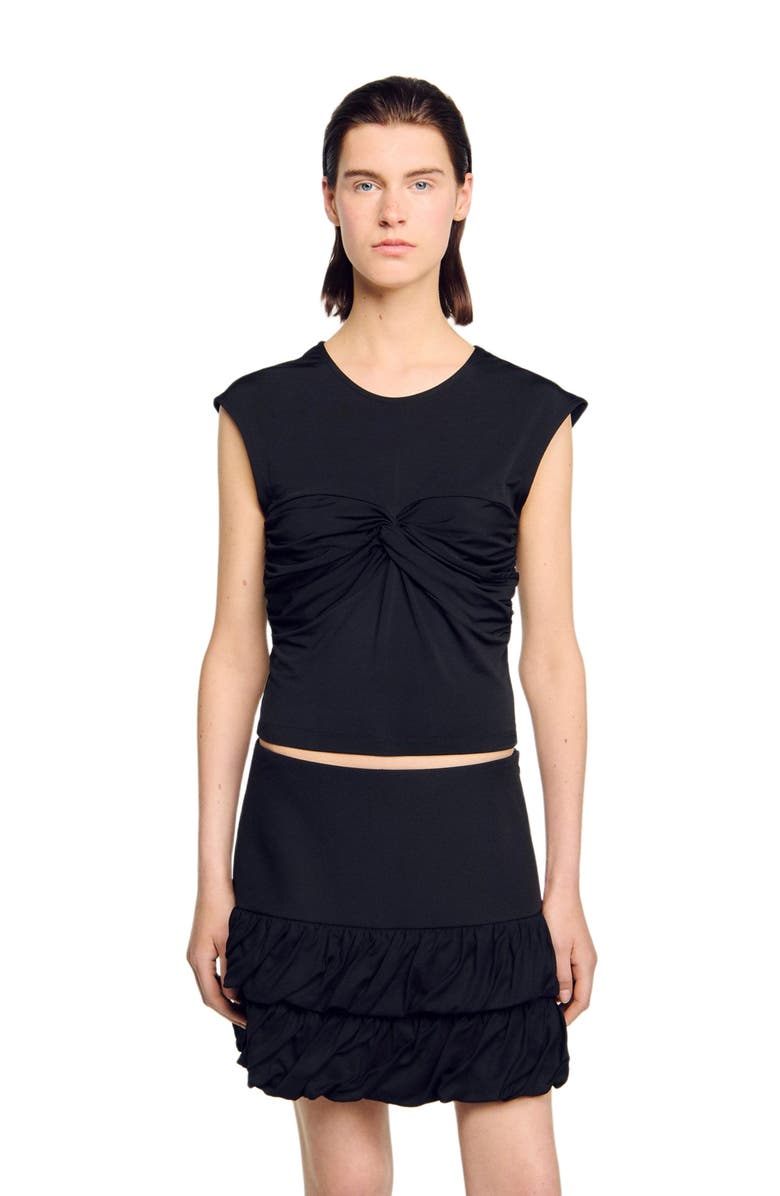 SANDRO Draped T-shirt, Alternate, color, Black