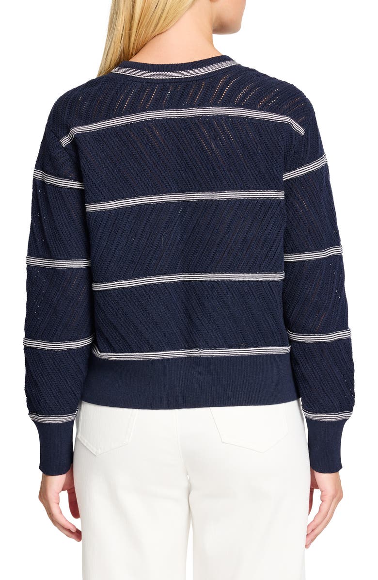 NIC+ZOE Stripe Pointelle Stitch Sweater, Alternate, color, Indigo Multi