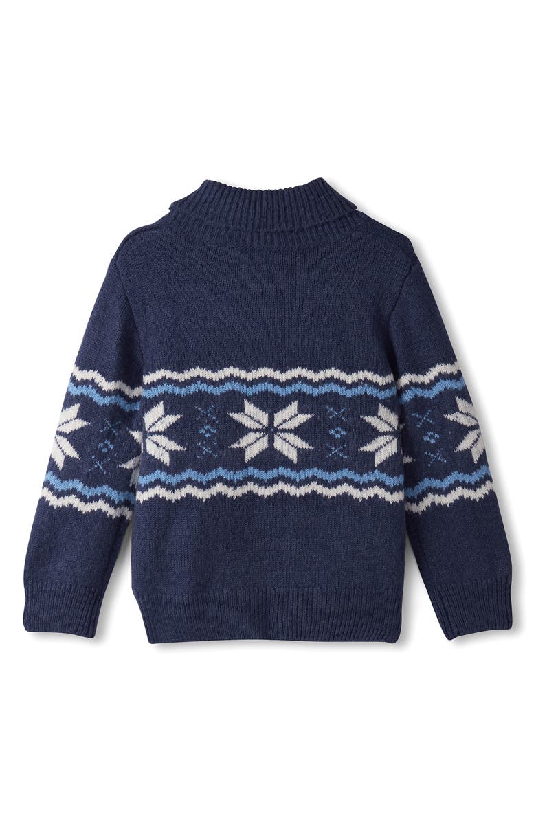 Hatley Fair Isle Snowflake Shawl Collar Sweater, Alternate, color, Blue
