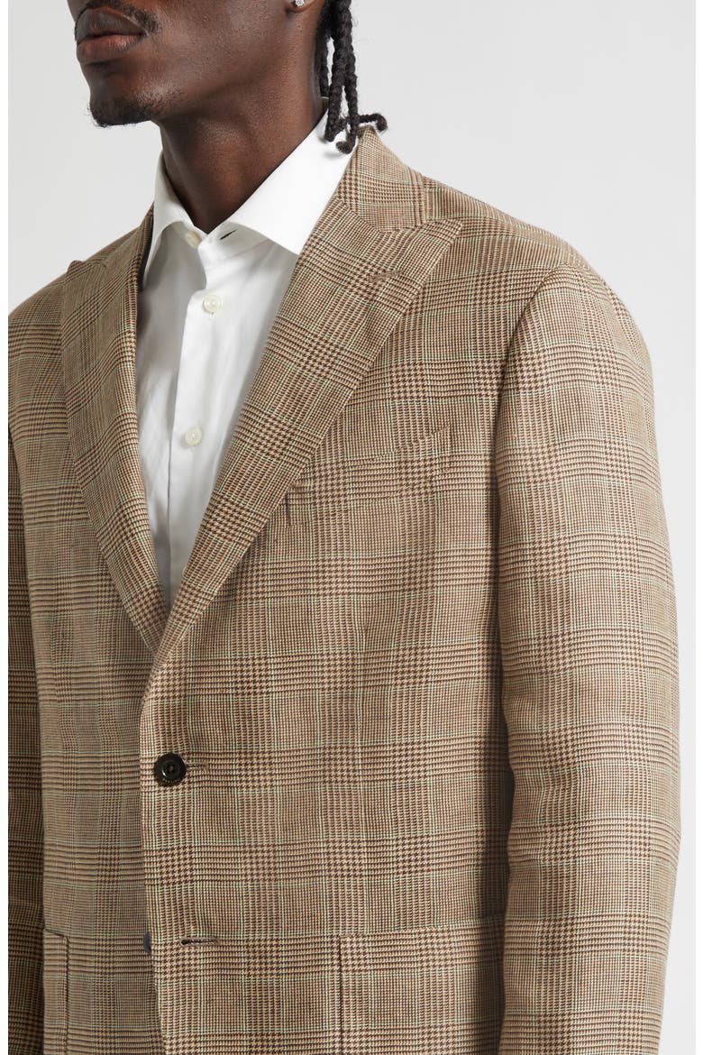 K-Jacket Tan Glen Check Linen Sport Coat, Alternate, color, BEIGE PRINCE OF WALES