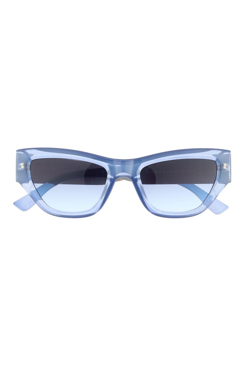 50mm Gradient Slim Cat Eye Sunglasses, Main, color, BLUE