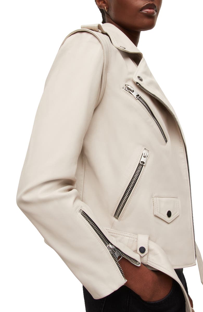 AllSaints Morgan Convertible Leather Biker Jacket, Alternate, color, 