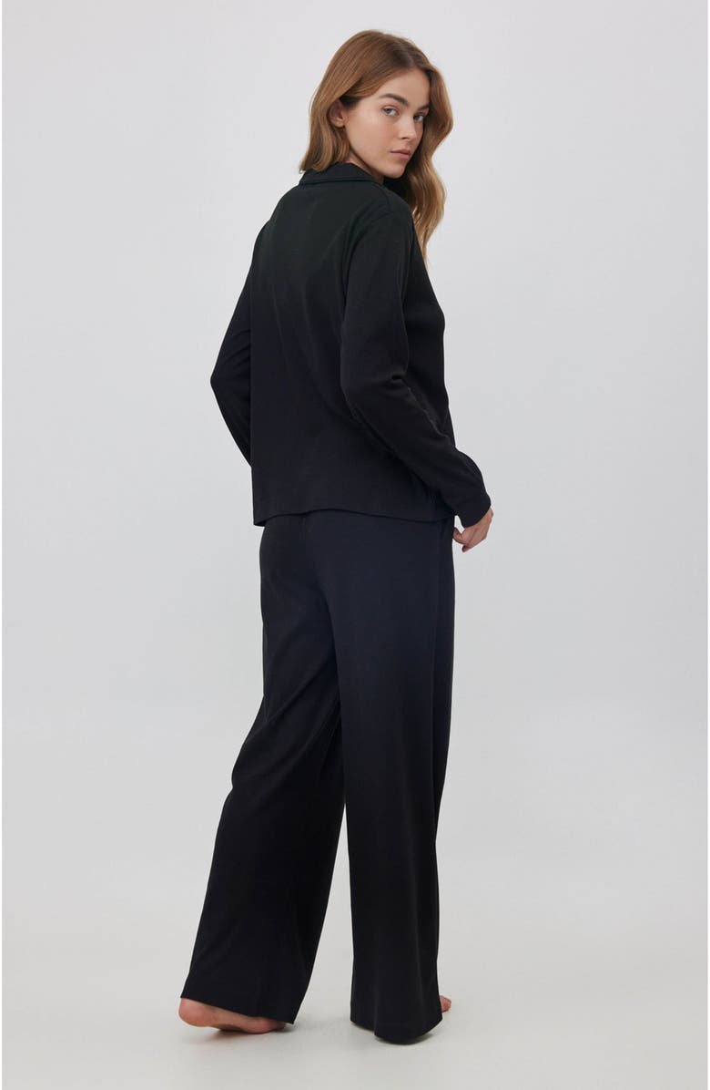 Gottex Beach Life Sandy Days Button Up Loungewear Top, Alternate, color, Black