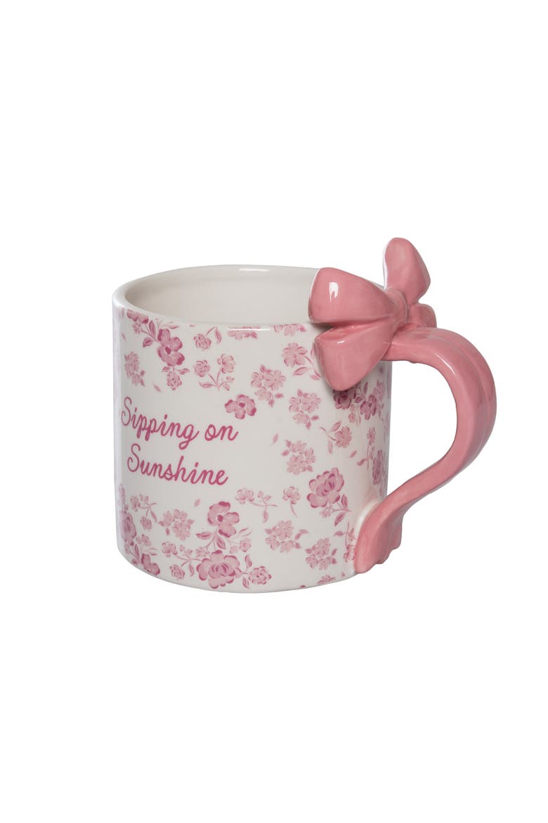 Sipping On Sunshine Mug w/ Bow Handle Ceramic Pink, Main, color, Pink