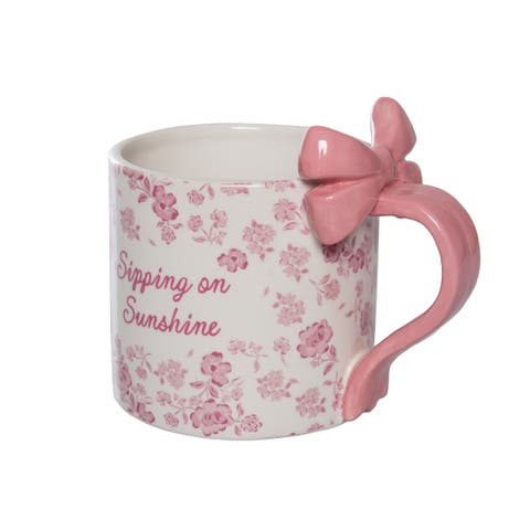 Sipping On Sunshine Mug w/ Bow Handle Ceramic Pink