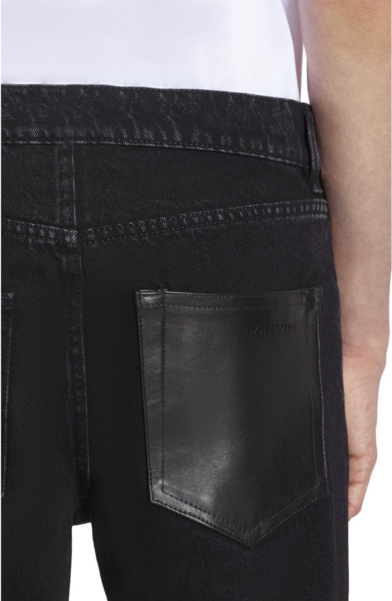 Lanvin STRAIGHT LEATHER PATCH PANTS IN DENIM, Alternate, color, 