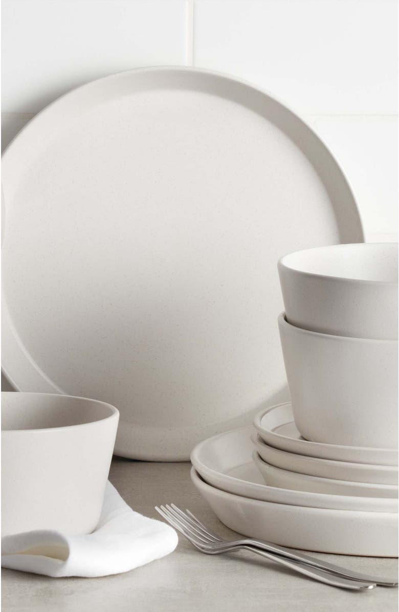 Stone Lain Albie Stoneware 32-Piece Dinnerware Set, Alternate, color, Snow White 16-Pieces