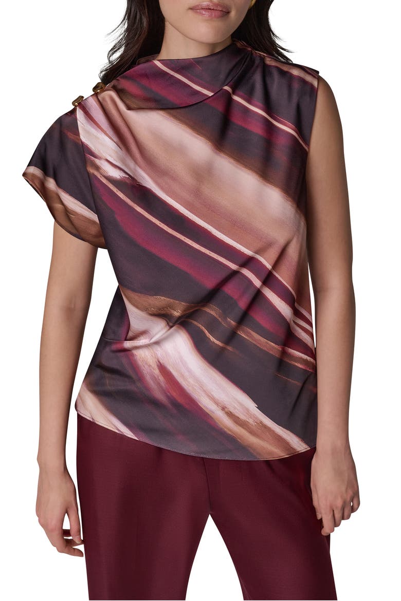 Printed High Neck Sleeveless Top, Main, color, BLACK CHERRY