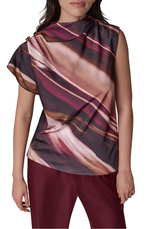 Printed High Neck Sleeveless Top