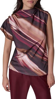 Donna Karan New York Printed High Neck Sleeveless Top
