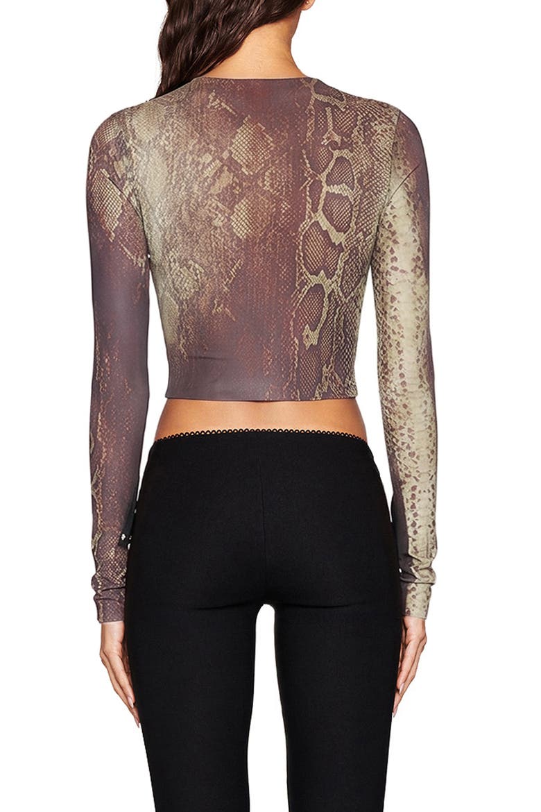Izar Snakeskin Print Crop Top, Alternate, color, BROWN SNAKE
