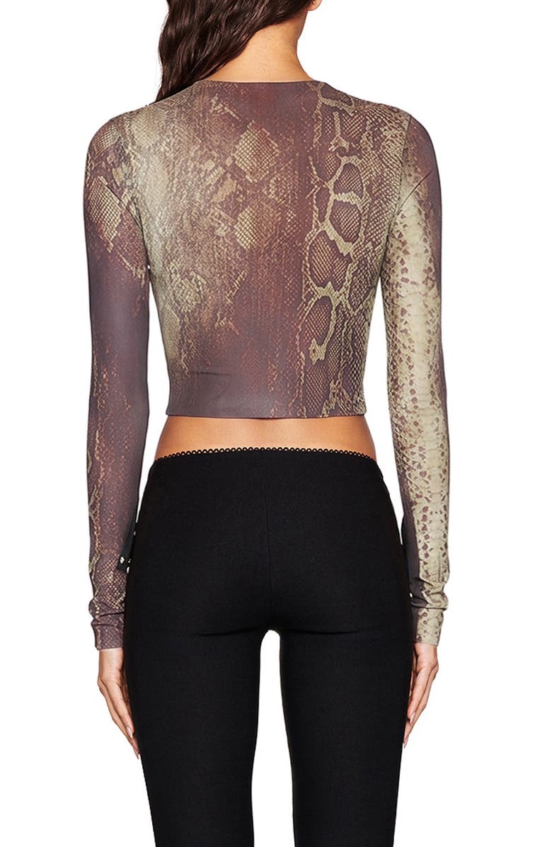 I.AM.GIA Izar Snakeskin Print Crop Top, Alternate, color, Brown Snake