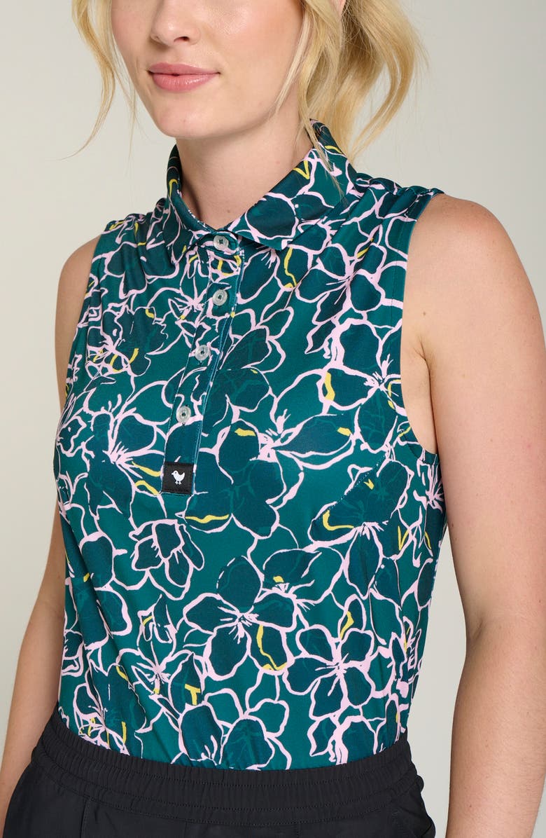 Bad Birdie Azalea Floral Sleeveless Performance Golf Polo, Alternate, color,
