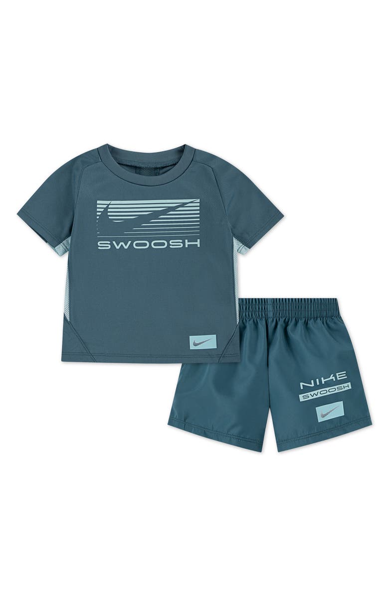 Nike Dri-FIT Logo Graphic T-Shirt & Shorts Set, Main, color, Smokey Blue