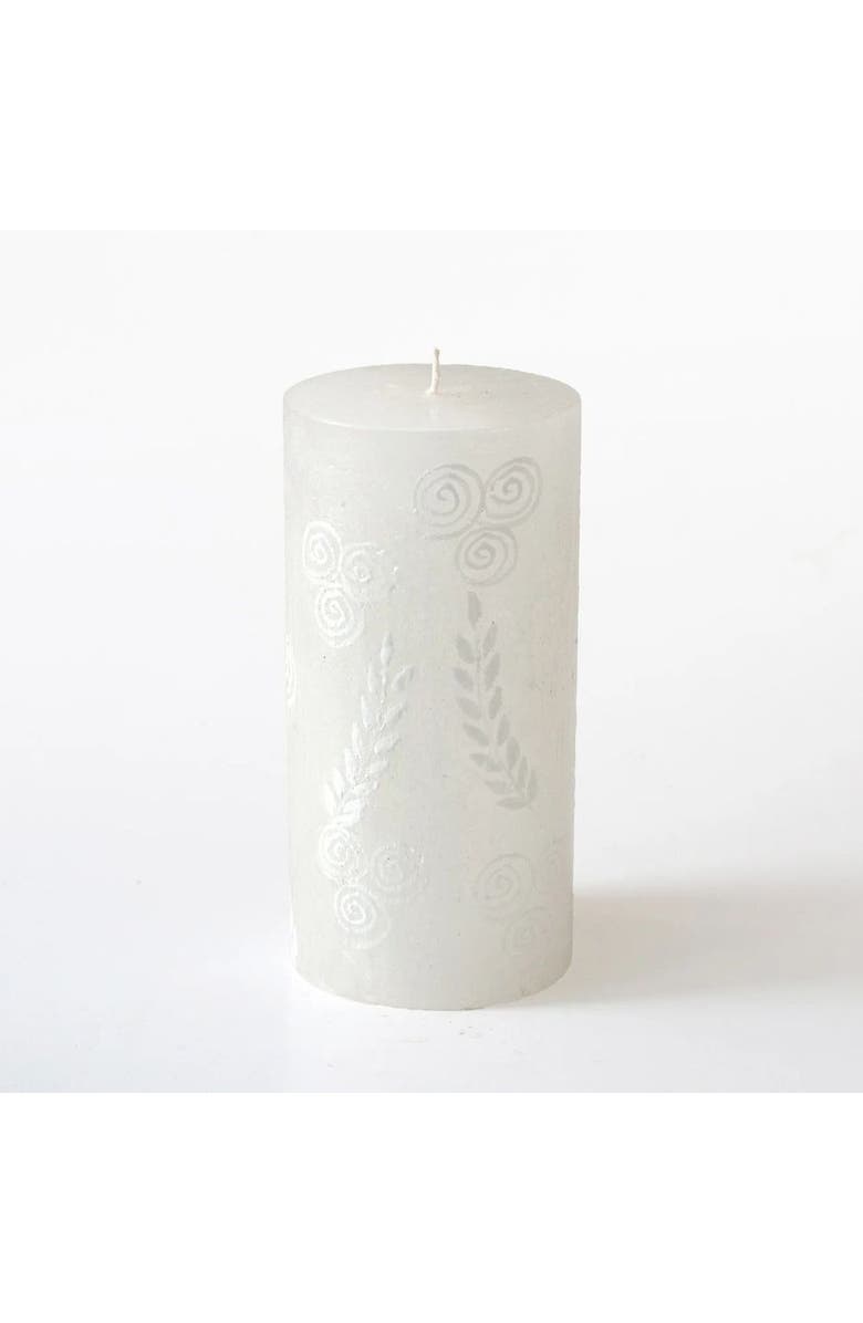 Thumbprint Artifacts White on White Painted Pillar Candle, Main, color, White On White - 3X6"