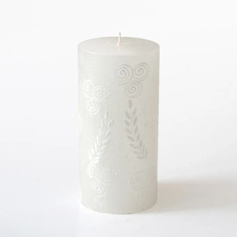White on White Painted Pillar Candle