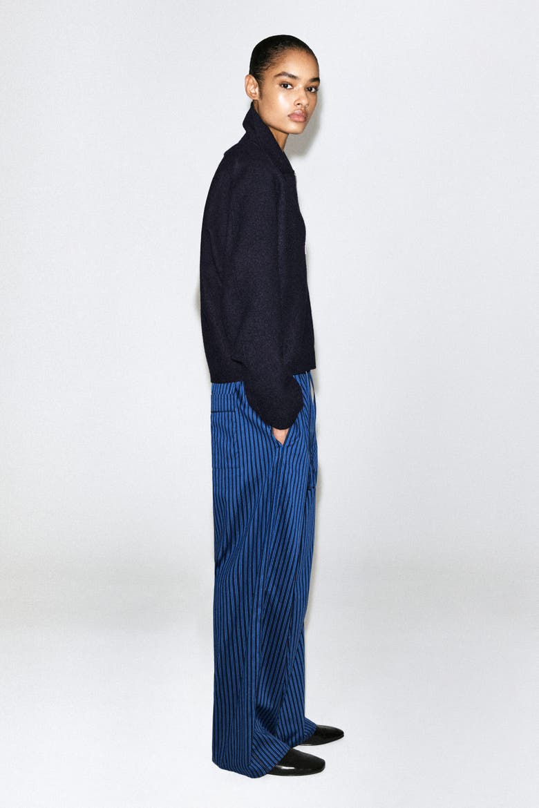 Sculpted Merino Wool Zip-Up Jacket, Alternate, color, NAVY