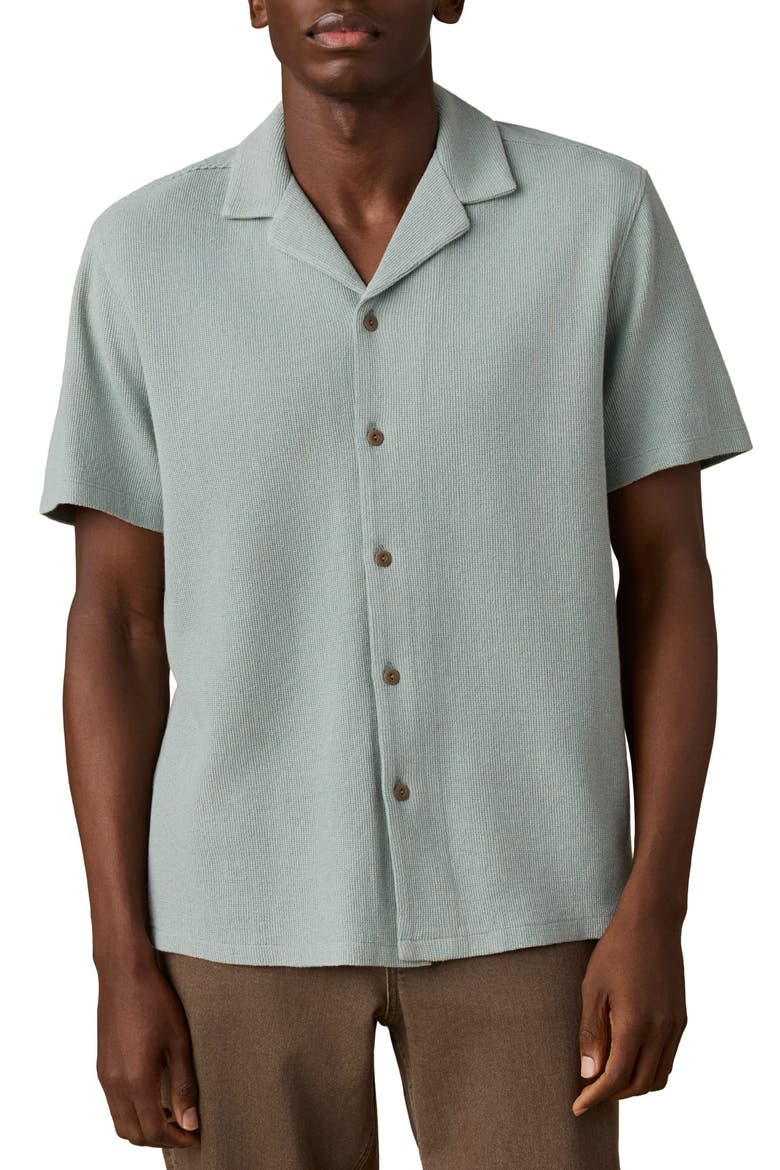 Oasis Organic Cotton Blend Camp Shirt, Main, color, TEAL CANAL