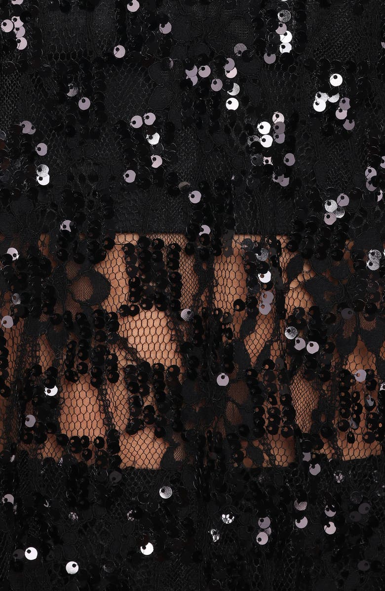 Petal & Pup Yonder Oversize Check Sequin Floral Lace Top, Alternate, color, Black