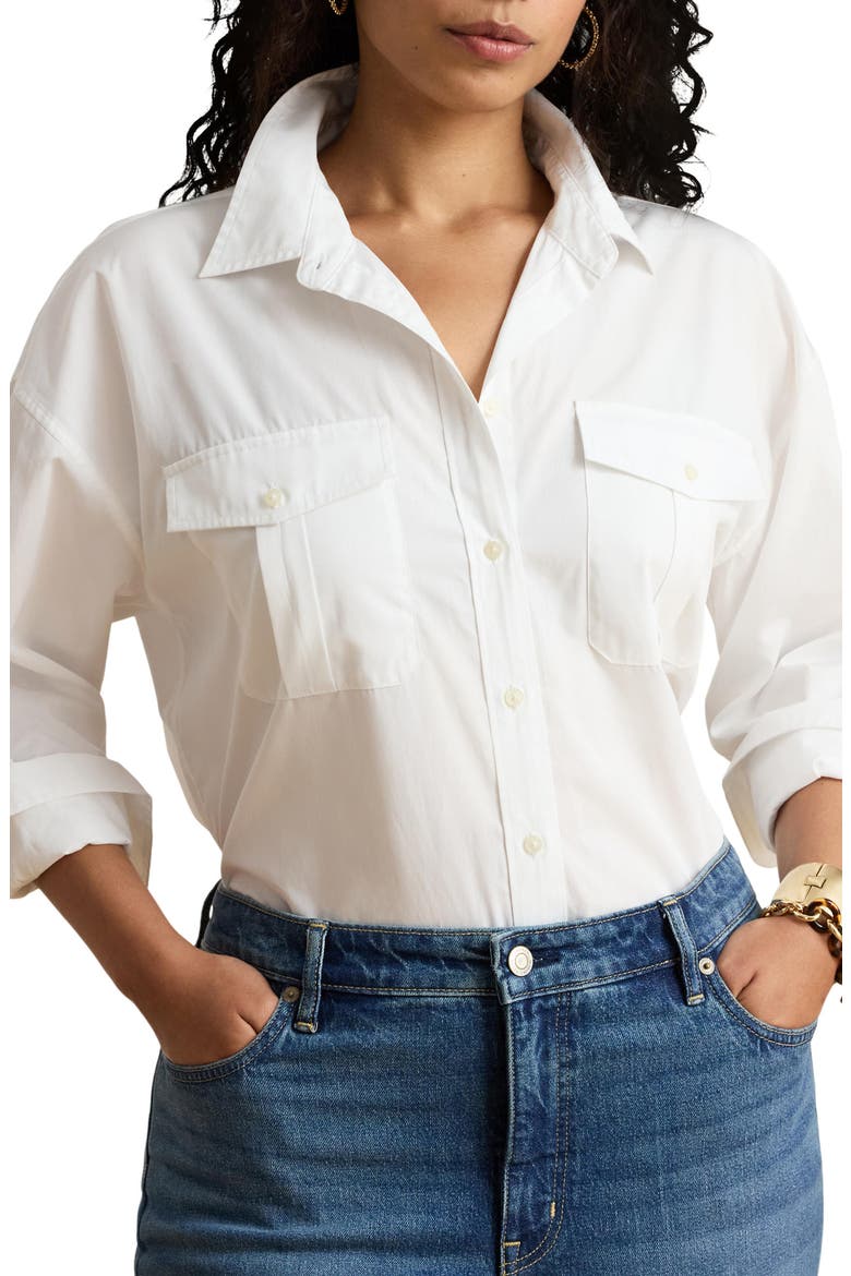 Durrell Cotton Button-Up Shirt, Alternate, color, WHITE