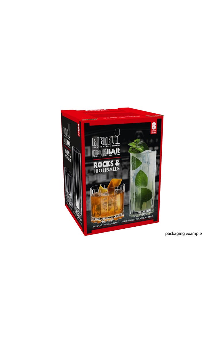Riedel 8 Piece Bar Glassware Set, 4 Rocks and 4 Highball, Alternate, color, Clear