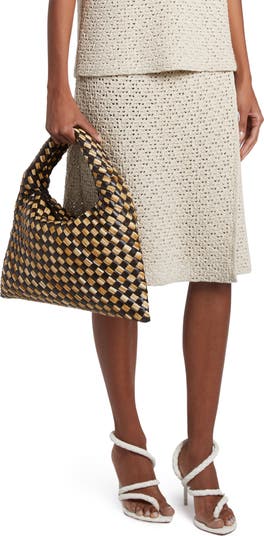 Bottega Veneta Small Hop Intrecciato Raffia & Leather Hobo