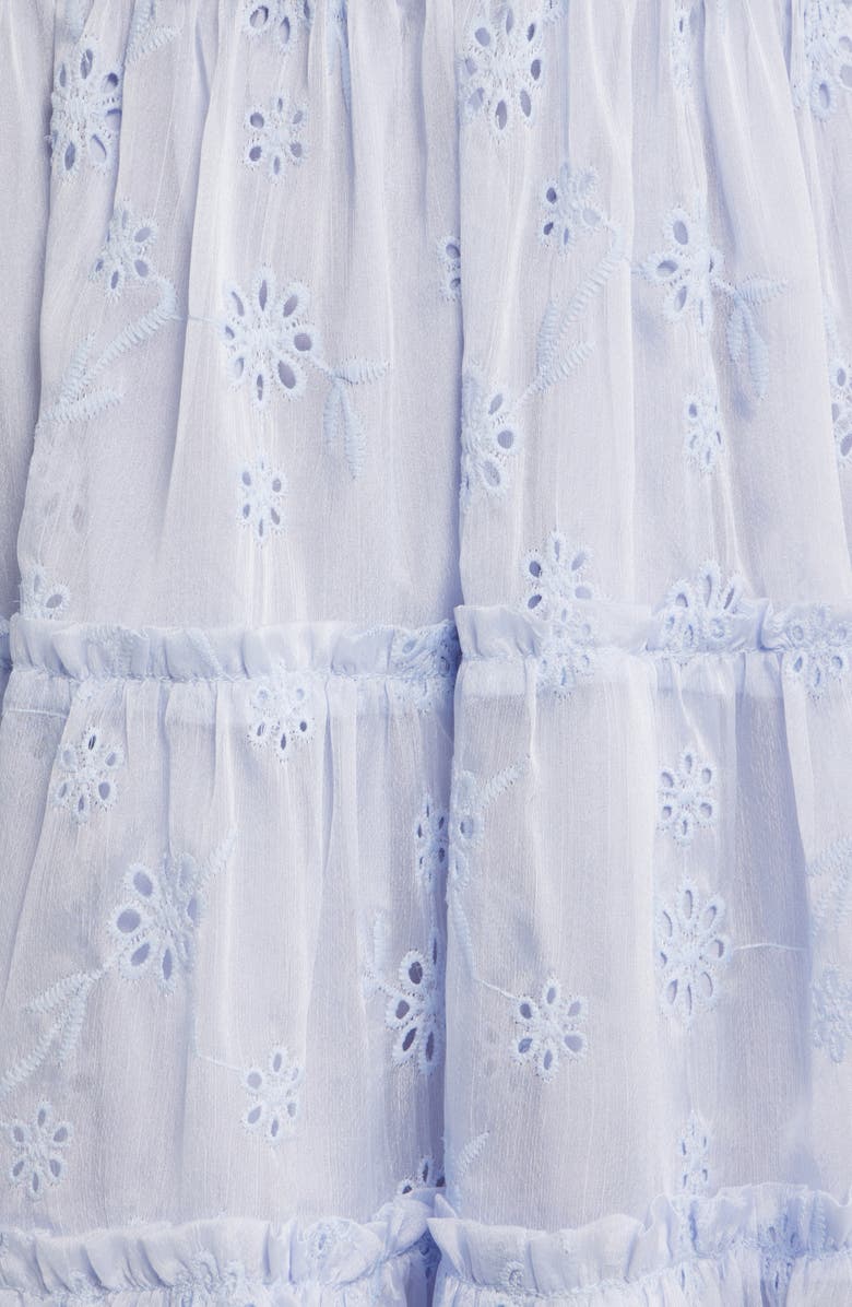 All in Favor Tiered Eyelet Mini Sundress, Alternate, color, Light Blue