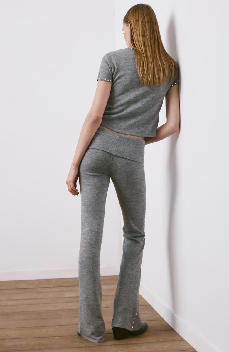 MANGO Studded Knit Trousers, Alternate, color, Medium Heather Grey