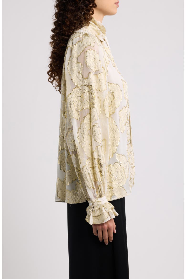 Niosha Metallic Tie Neck Top, Alternate, color, IVORY