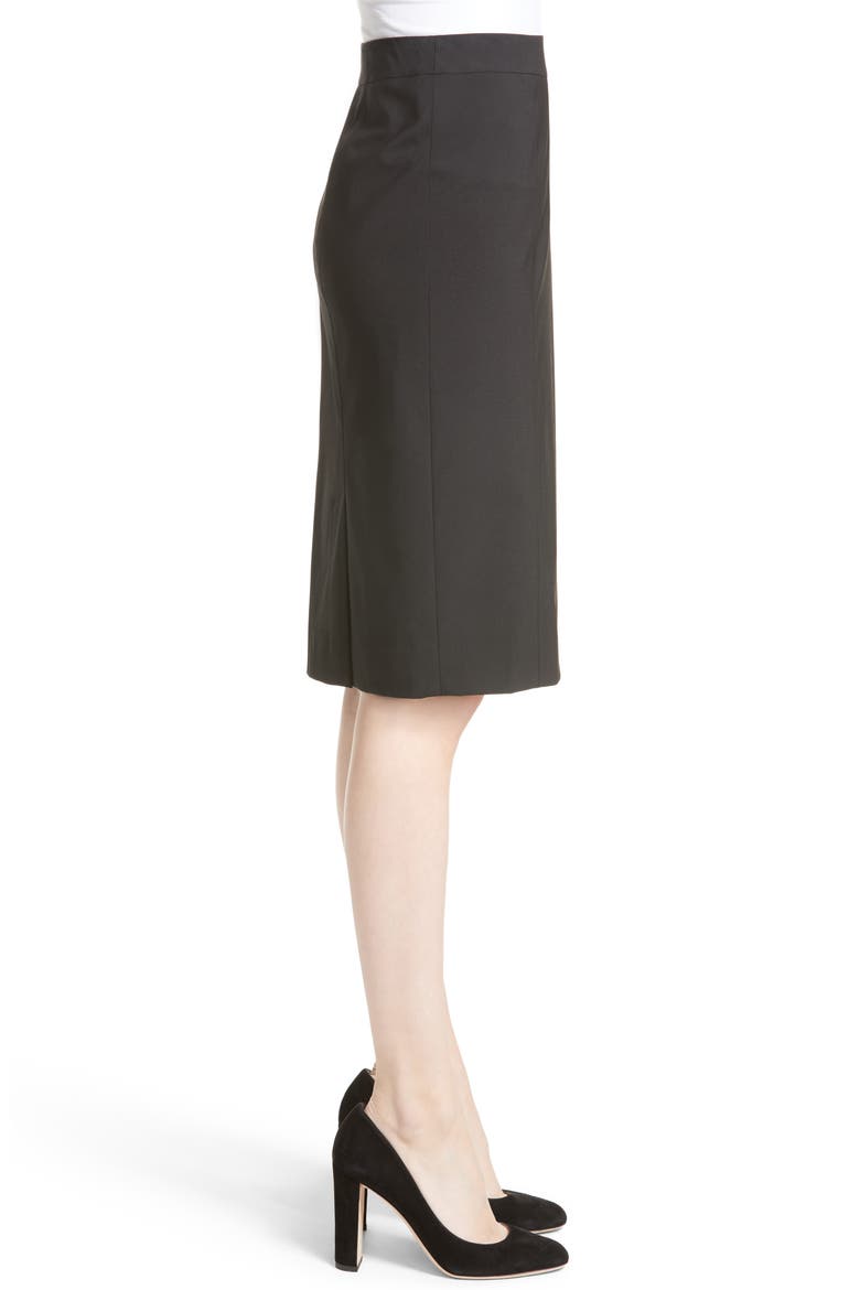 Stretch Wool Pencil Skirt, Alternate, color, BLACK