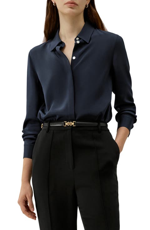 Women's Graceful Button Up Silk Blouse
