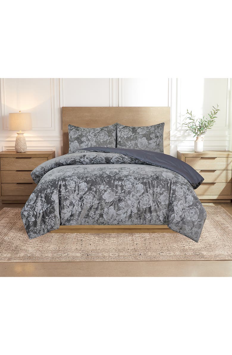 Scotch & Soda 3-Piece Full/Queen Floral Comforter & Sham Set, Alternate, color, Grey