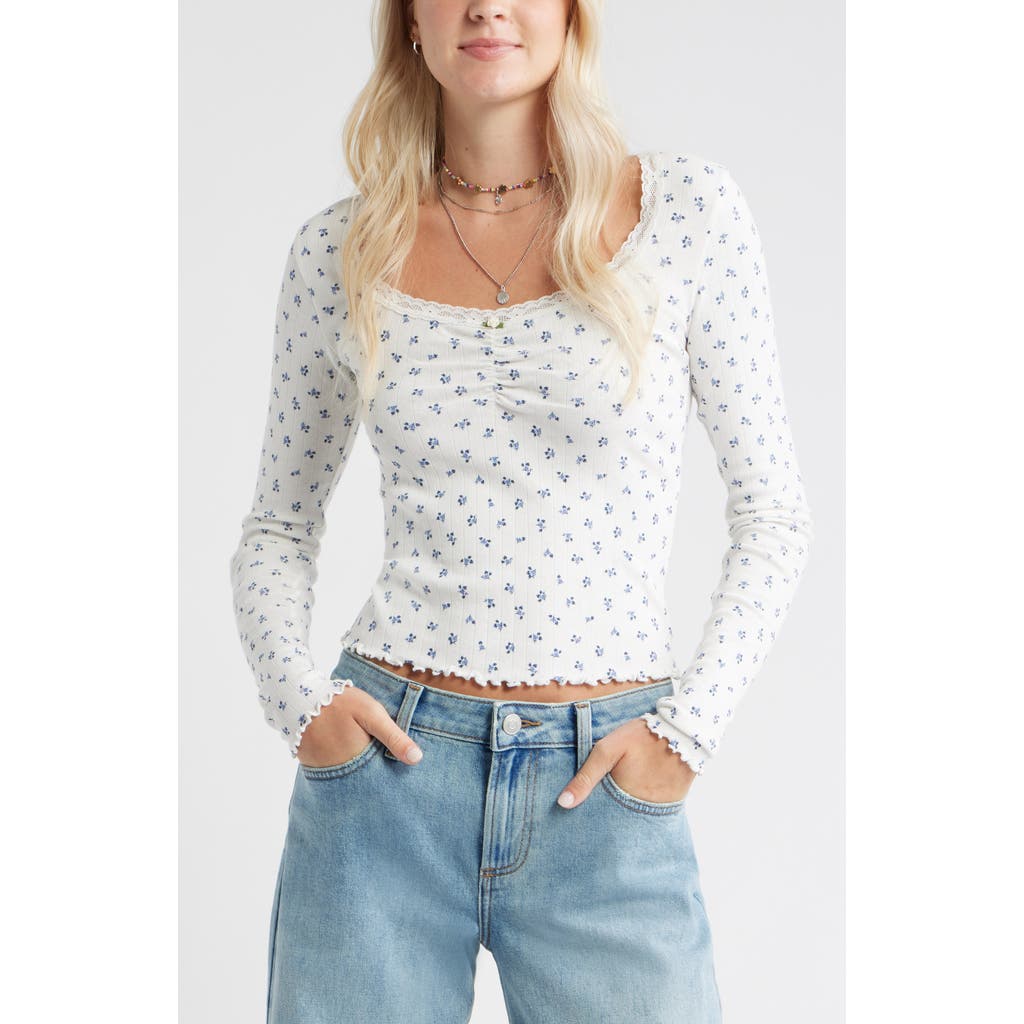 Bp. Pointelle Long Sleeve T-shirt In White