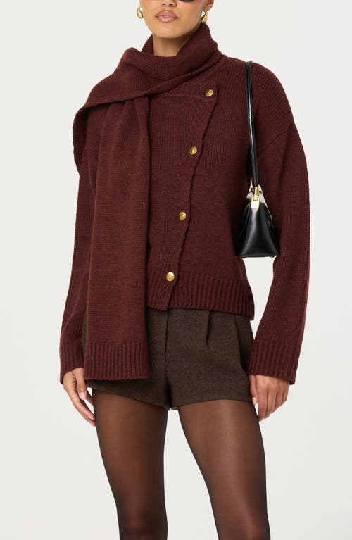 Astr The Label Jackeline Scarf Cardigan In Burgundy