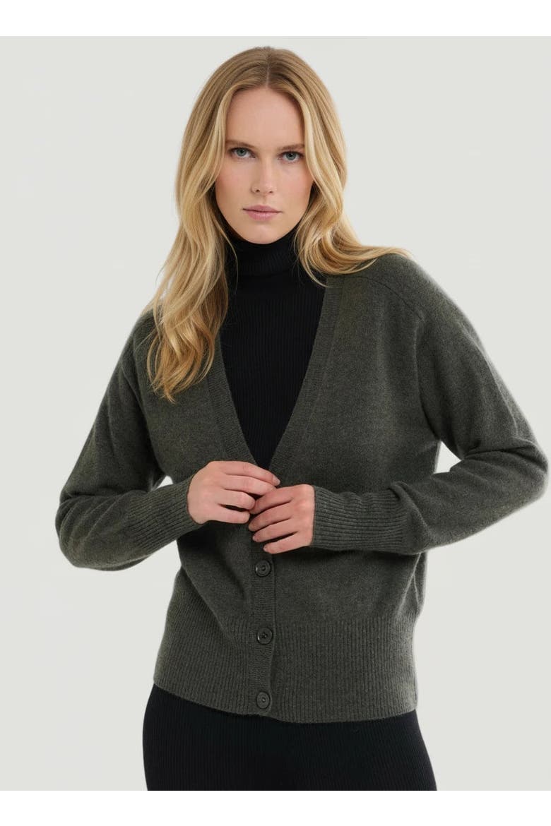 Cashmere V-Neck Cardigan, Main, color, KAKI