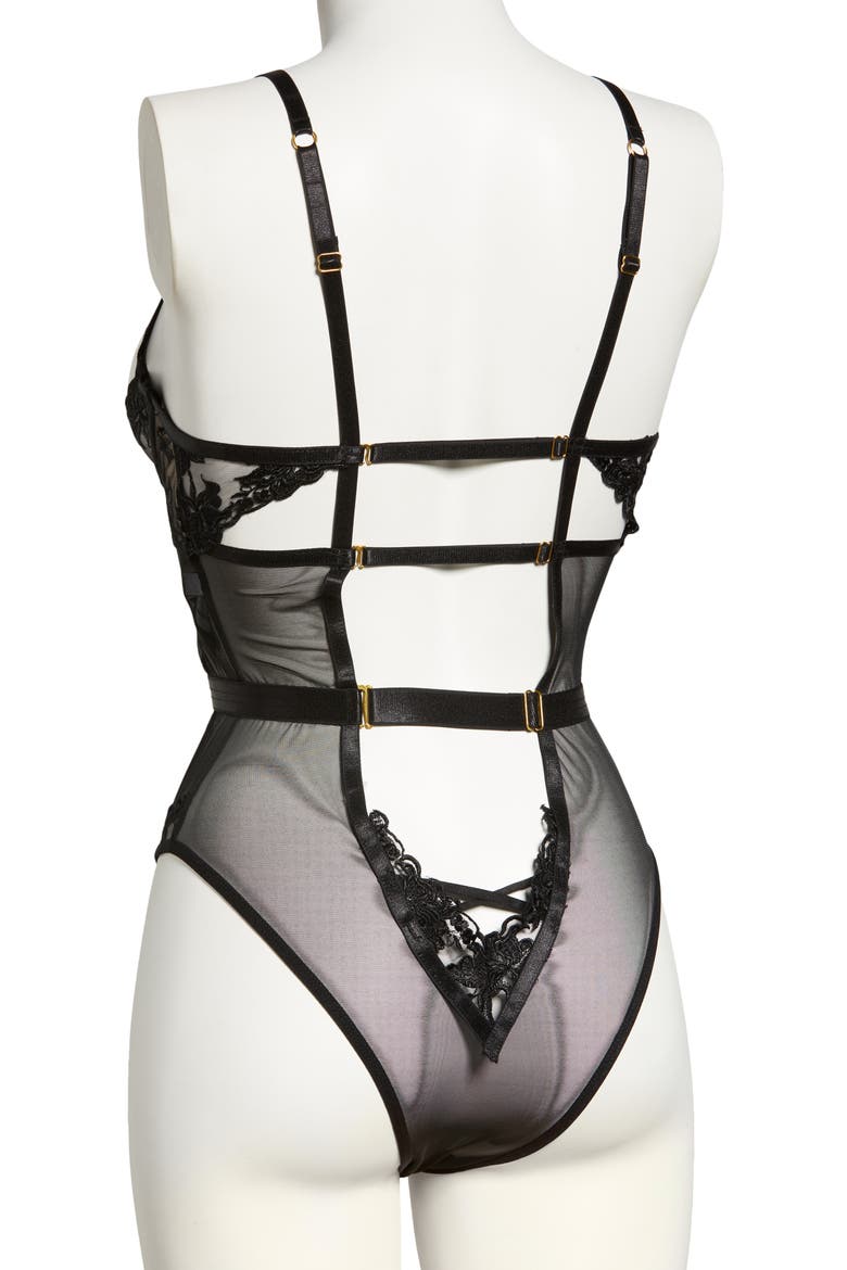 Embroidered Open Cup Teddy, Alternate, color, BLACK