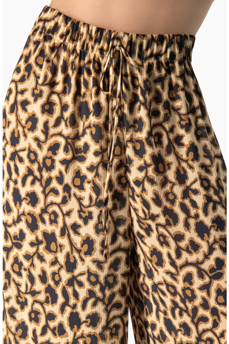 Animal-Print Wide-Leg Drawstring Pants, Alternate, color, Light Brown