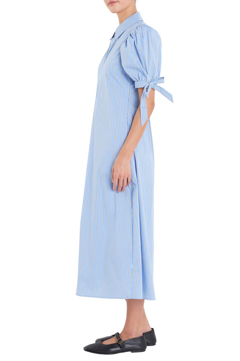 Godet Stripe Dress, Alternate, color, POWDER BLUE