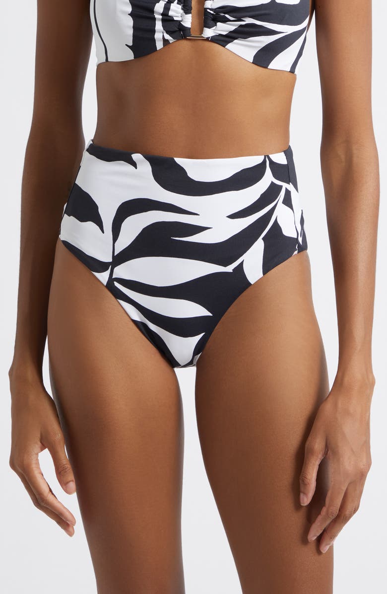 Max Mara Stilla High Waist Bikini Bottoms, Main, color, White/ Black