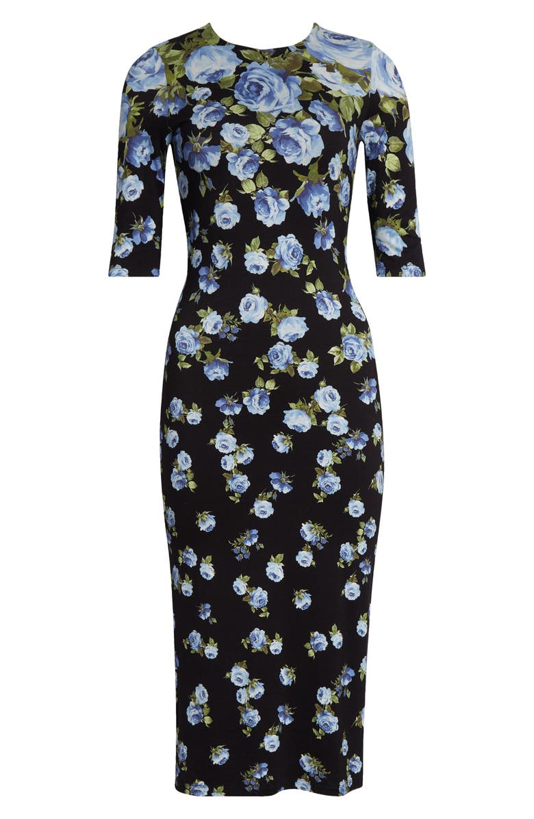 Alice + Olivia Delora Floral Jersey Midi Dress, Alternate, color, Smell The Roses