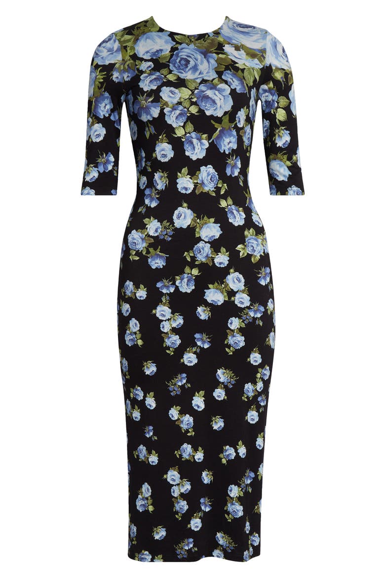 delora floral midi dress Delora Floral Print Long Sleeve Midi Dress (Women)