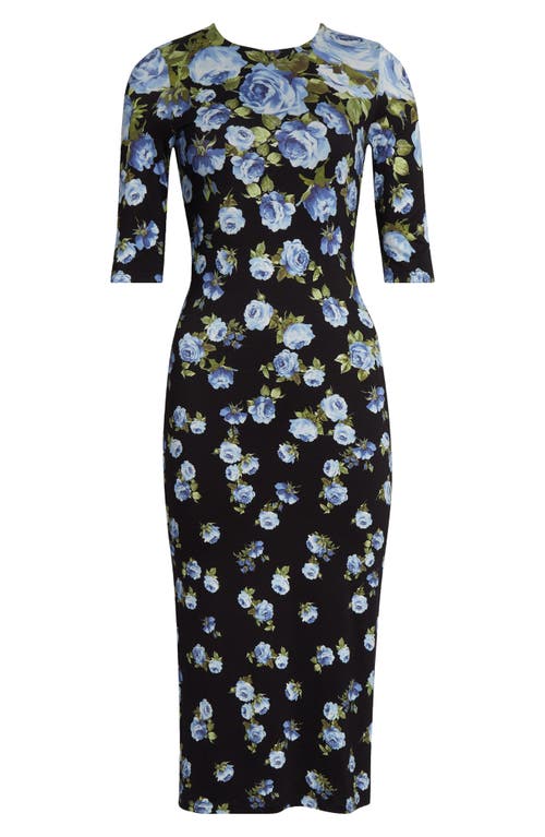 Alice And Olivia Alice + Olivia Delora Floral Jersey Midi Dress In Multi