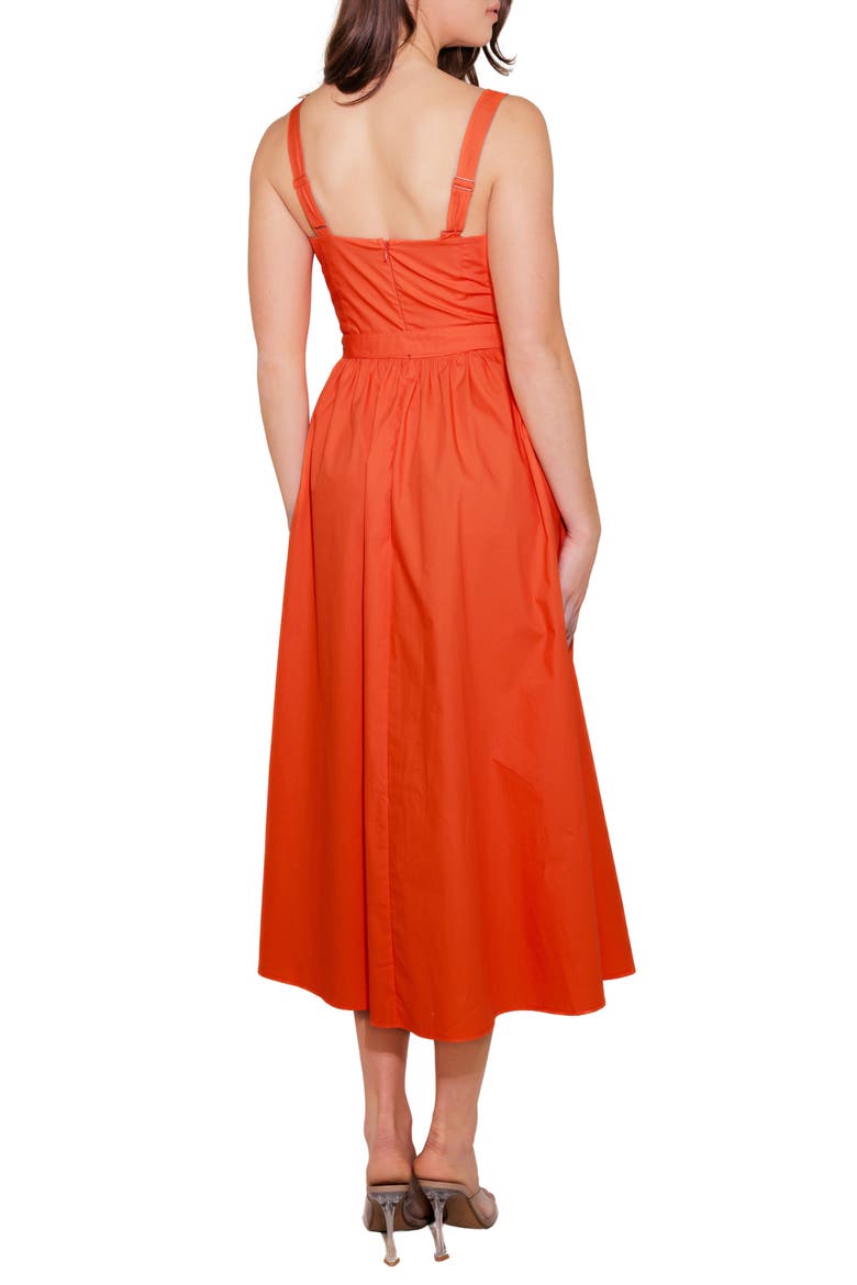 Belted Cotton Midi Dress, Alternate, color, TOMATO