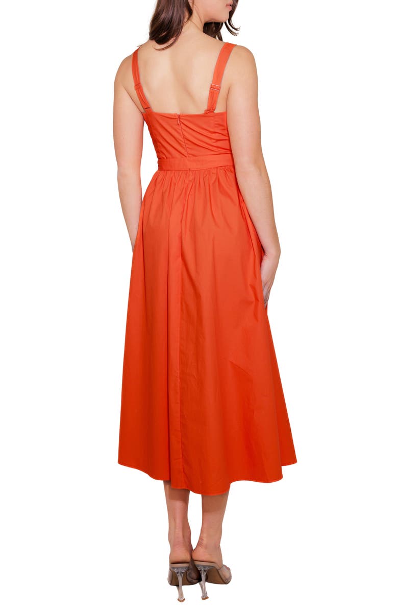 FREEMARKET Belted Cotton Midi Dress, Alternate, color, Tomato