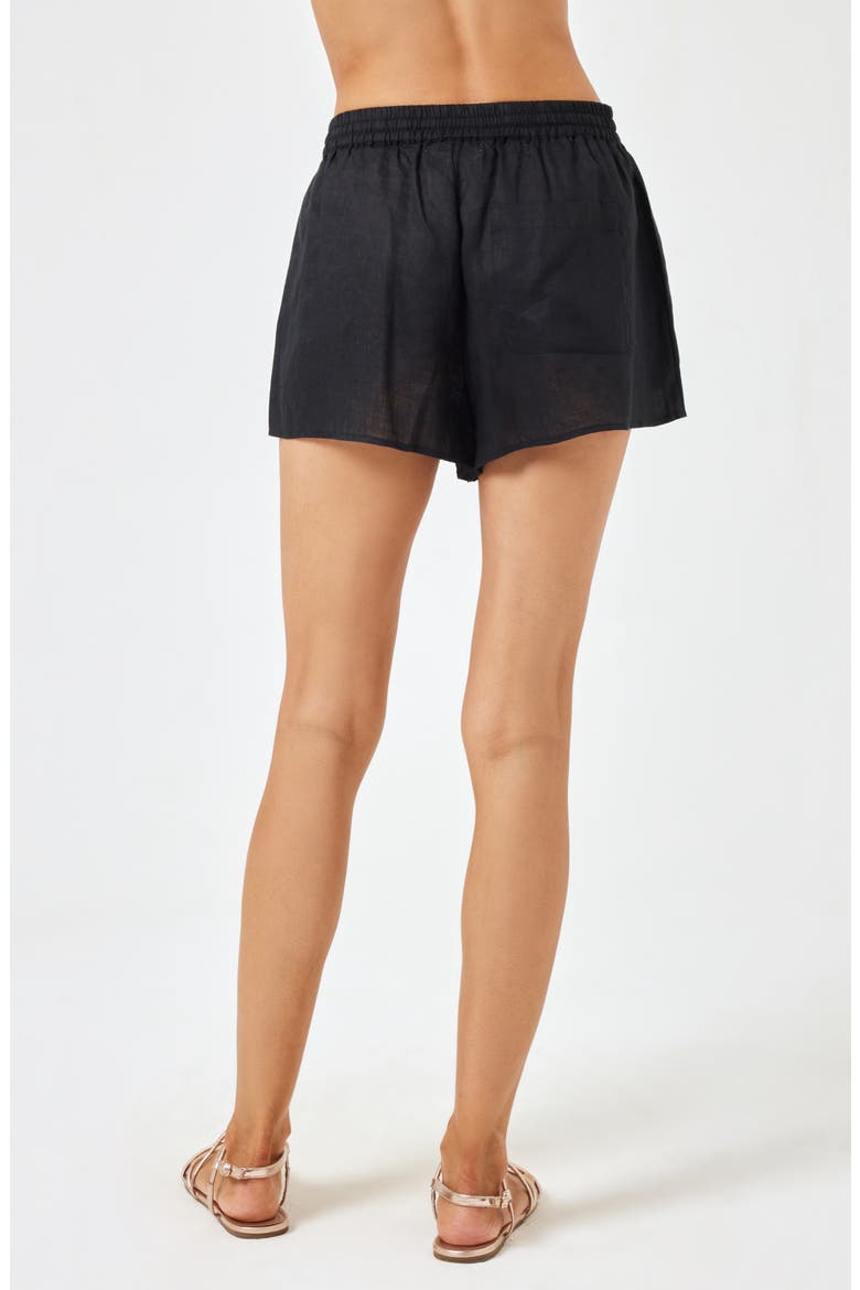 Rio Linen Cover-Up Drawstring Shorts, Alternate, color, BLACK