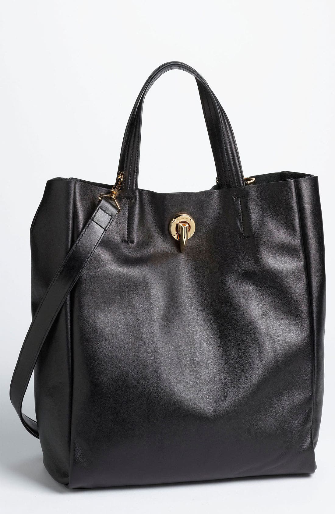 'Eve' Leather Tote, Main, color, BLACK