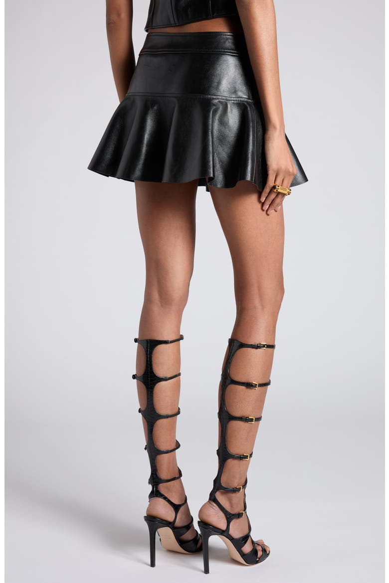 Shiny Plongé Leather Miniskirt, Alternate, color, BLACK