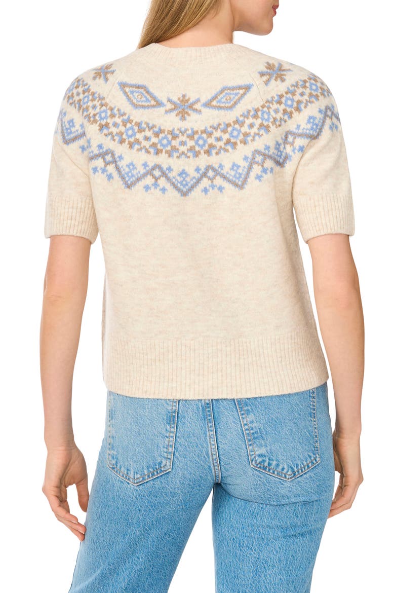 Fair Isle Short Sleeve Sweater, Alternate, color, MALTED